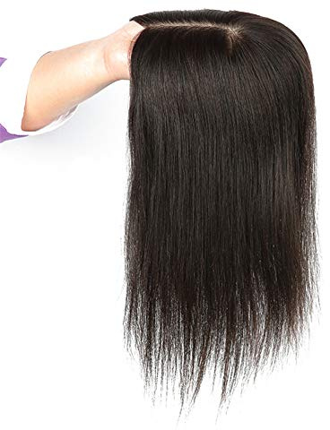 LXUE Silk Base Echthaar-Topper für Frauen mit dünner werdendem Haar, 10,2 x 11,9 cm, Seiden-Haarteil, 25,4 cm, Braun