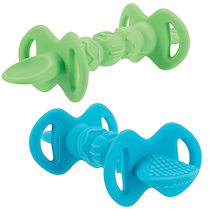 Nuby Dipeez 2 in 1 Silicone Spoons/Dipper, 2pk, Blue/Green