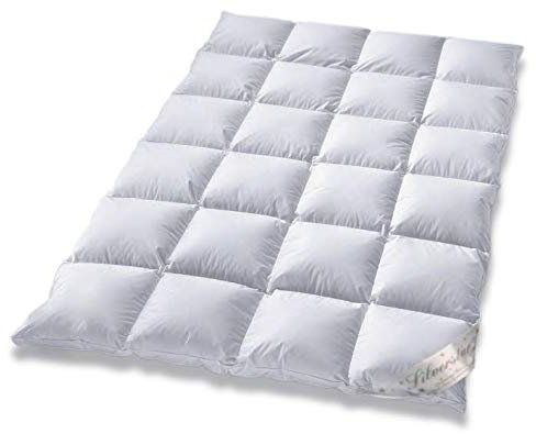 Daunendecke Typ Eiderdaune Silverstar 90/10 Daune Klasse 1 warme Winterdecke mit Außensteg leicht kuschelig Deutscher Hersteller direkt vom Bettenfachgeschäft (200x200 cm)