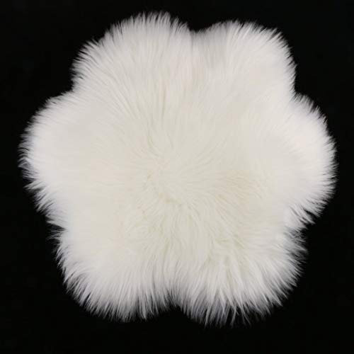 Inzopo Matte, weiche Shaggy-Teppich mit Blumenmotiv, Sitzkissen, Spielmatte, für Kinder, Weiß