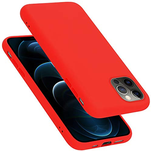 Cadorabo Hülle kompatibel mit Apple iPhone 12/12 PRO Hülle Silikon Handyhülle für iPhone 12/12 PRO Case aus flüssigem Silikon- Kratzfeste und stoßfeste dünne TPU Schutzhülle - Liquid ROT