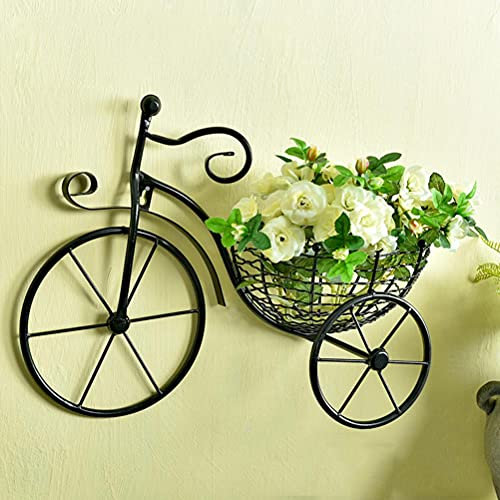 Wandblumenkorb Fahrrad, Blumenhalter aus Schmiedeeisen, Fahrrad-Design, Pflanzenhalterung, künstliche Blumen, einzigartiges Design