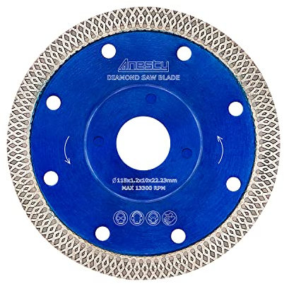 Diamond Saw Blade, Diamond Porcelain Cutting Disc 115mm / 4.5in Wheel for Angle Grinder, Clean Cut on Tile Saw Cutting Porcelain Tiles Granite Marble Ceramics 4.5 (Super Thin 1.2mm)