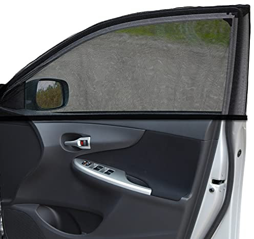 SAVITA Car Window Sun Shades, 2pcs Elastic Shades for Front, Side Windows - Double Layer Mesh Cover for UV Protection, Privacy, Kids, Pets
