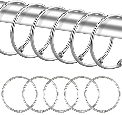 DeryArcle 20 Stück Duschvorhang Ringe, Ringe für Duschvorhang Rund, Duschvorhang Haken, Duschring, Vorhanghaken Metall, für Duschkabinenstange, Badezimmervorhänge (Silber)