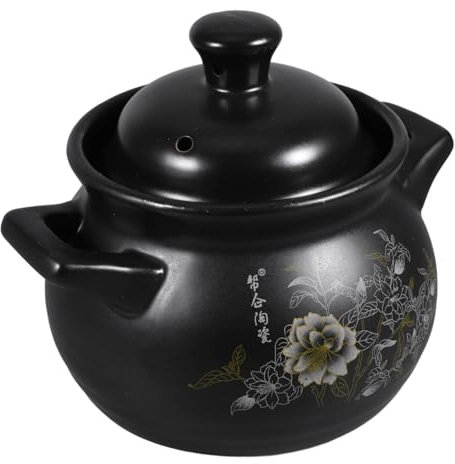 BESTonZON Cazuela De Cerámica Ollas De Barro para Cocinar Cocedor De Pasta Cacerola con Tapa Cazuela De Olla Caliente Contenedores Arriba Cocinando Cazuela De Guiso Paño Olla De Cerámica Gas