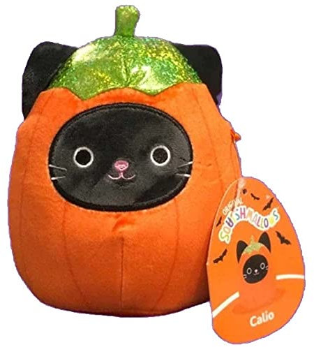 Squishmallow Offizielles Kellytoy Halloween Squishy weiches Plüschtier Tiere (Calio Katze (im Kürbis-Kostüm), 20,3 cm