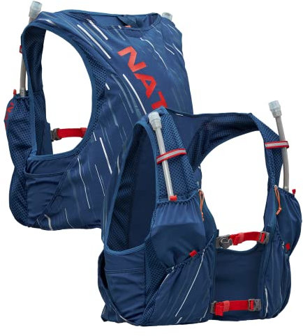 Nathan Pinnacle Race Weste für Herren und 4 l Trinkrucksack mit 2 weichen Trinkflaschen, Wasserabweisende Taschen, leicht und feuchtigkeitsableitend