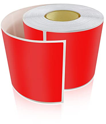 Meitaat 200 Stück Aufkleber Rot Selbstklebend Etiketten Umzug 12,7 × 7,6 cm Rechteckig Sticker Rolle Ablösbar Rot