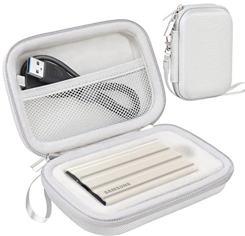 Lacdo Externe Festplattentasche Schutzhülle für Samsung T7 Shield/Samsung T7/T7 Touch Portable SSD 500GB 1TB 2TB USB 3.2 Hart Eva Wasserdicht stoßfest Case Reisetasche, Grau