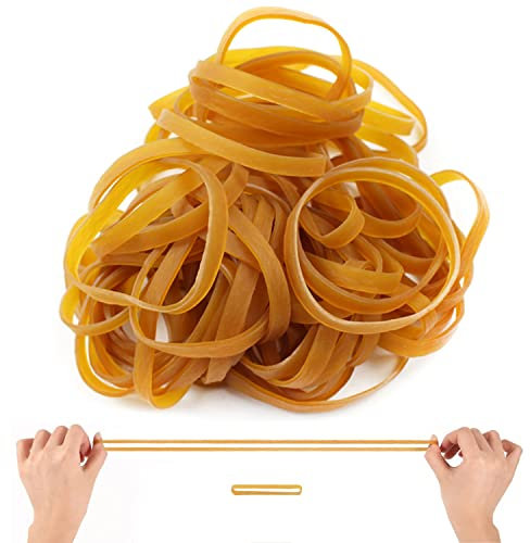 100pcs Natural Rubber Elastic Bands, Yellow Strong Rubber Bands(60mm*3mm/2.36in*0.11in), Sturdy Stretchable Rubber Bands Elastic Bands for Hair, Catapults, Home, Office, Pens, Money, School Supplies