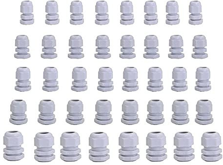Cable Gland,Cable Glands Joints 40pcs Each of 8 Thread Nylon Cable Gland Kit Wire Connector Waterproof Plastic Cable Gland Reducer (Color : Grey Total 40pcs)