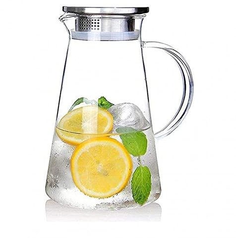 CLoxks Jarras de Agua Cristal frío Resistente al Calor Vidrio de hervidor Engrosado Agua Jarra Tetera té té Fruta Jugo Tazas con Mango Tetera jarras 2l 1.5L Jarra de té (Size : 2000ml)