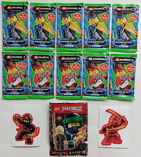Bundle Lego Ninjago Karten Trading Cards Serie 7 Next Level - Geheimnis der Tiefe 2022-10 Booster à 10 Sammelkarten gesamt 100 Karten Bundle + 2 Sticker Aufkleber Kai Cole + Polybag Figur Lloyd Ovp…