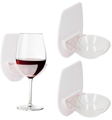 Portavasos de Vino de Plástico de 2 Piezas, Ventosa de Baño para Copa de Vino para Vino de Cerveza, Portavasos de Vino Portátil Montado en La Pared Portavasos para Ducha Portavasos de Baño Romántico