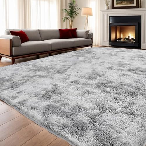 ISMOL Weicher Flauschiger Zottelteppich Wohnzimmer Schlafzimmer Flächenteppich Waschbarer Rutschfester Teppich Im Freien Flur Moderner Dekorativer Teppich(Kalk, 150x200cm)