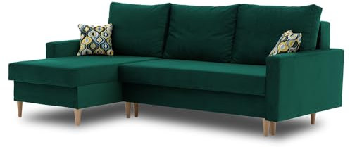 Mebligo Ecksofa ETNA PRO mit Bettaksen (Kronos 19, Holzbein)