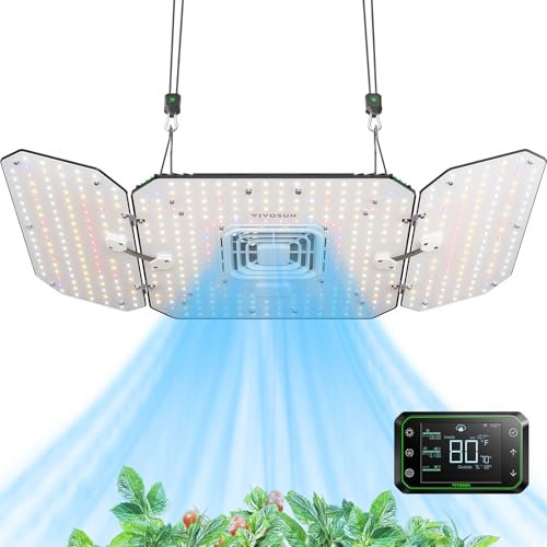 VIVOSUN LED Grow Lampe 200W Einstellbarem Vollspektrum Pflanzenlampe mit Integriertem Zirkulationsventilator AeroLight Wing AW200 Grow Light mit GrowHub Controller E42A für Growzelt Zimmerpflanzen