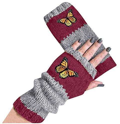 HANXIULIN Halb Fingerlose Handschuhe Länge Ärmel Handschuhe Fingerlose Armstulpen Fäustlinge Handstulpen Strickhandschuhe Winter Warmer Armstulpen