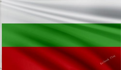 Kaiheok Flagge 3x5Ft/90x150cm Bulgarien Flagge Europa Flaggen Polyester mit zwei Metallösen - Canvas-Header und doppelt genäht - perfekt für Fliegen im Schwach wind bereich.