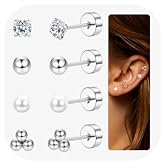JeweBella 4 Paar G23 Titan Ohrringe für Damen Mädchen Silber Flatback Ohrringe Set Hypoallergener Zirkonia Opal Schmetterling Ohrstecker Piercing Knorpel Ohrringe für Empfindliche Ohren