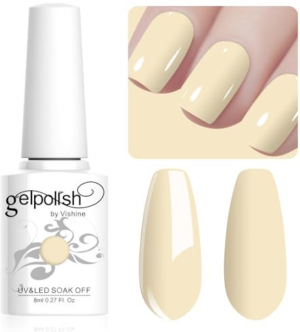 Vishine Vernis Gel Semi Permanent Jaune Clair Macaron Pastel Vernis à Ongles UV Gel Longue Durée Soak Off Nail Art Manicure Salon 8ml LM182