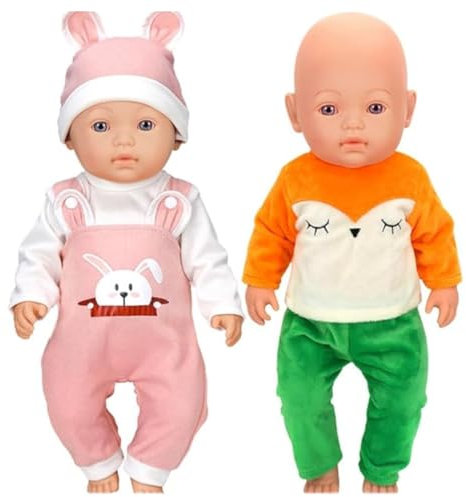 ebuddy 2 Sets Baby Puppe Kleidung Inkludieren Strampler Outfits Hut für 43cm / 17 Zoll Neugeborene Babypuppen (Keine Puppe)