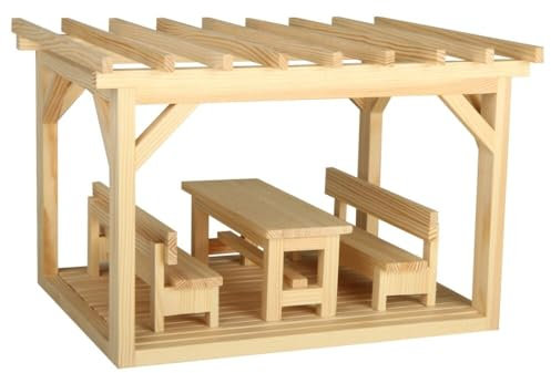 WALACHIA Nr. 63 - Pergola mit Bänken und Tisch - Bausatz aus 100% natürlichem Holz - 260 x 220 x 170 mm - 110 Stück - 8+