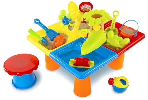 abeec Sand And Water Table For Children, Perfect Garden Toys For Kids, 25pc Sand Pit Including Stool For Toddlers 18m Above, Ultimate Outdoor Toys For Boys And Girls