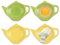 SCSpecial Juego de 4 soportes para bolsitas de té en forma de tetera (tetera verde y amarillo)