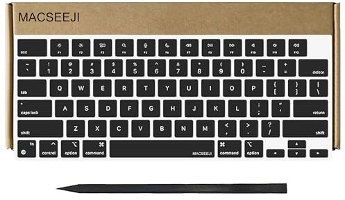 MACSEEJI Replacement Keyboard Keycaps Keys for MacBook Air M2 M3 Retina 13.6/15.3 inch A2681 A2941 A3113 A3114 for MacBook Pro 14/16 inch M2 M3 A2779 A2780 A2918 A2992 A2991 2022-2024 Year Black
