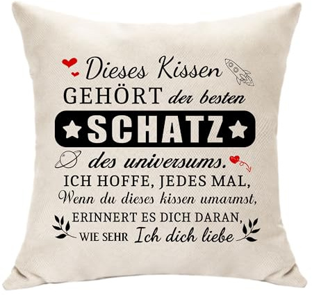 Hasodeo Original Geschenke für Frauen Freundin Ehefrau Kissenbezug Dekoration Geburtstag Paar Geschenke Jahrestag Geschenke Weihnachten Geschenke Andenken (Schatz)