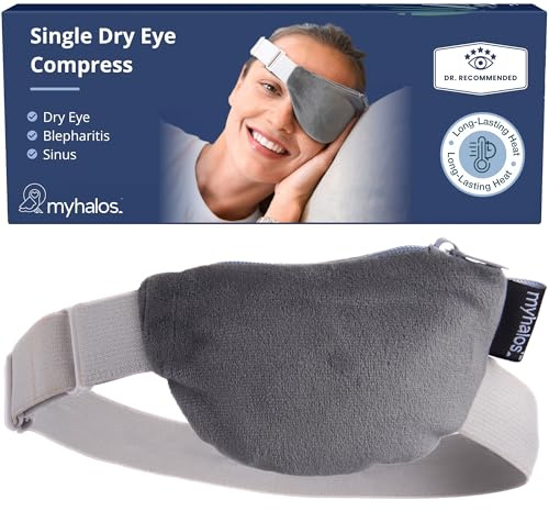 MyHalos® Heated Eye Compress & Stye Eye Treatment for Dry Eyes - Washable Warm Stye Compress -Reversible Moist Heat Eye Mask for Blepharitis & MGD - Eye Stye Heat Compress - Stye Treatment Patch