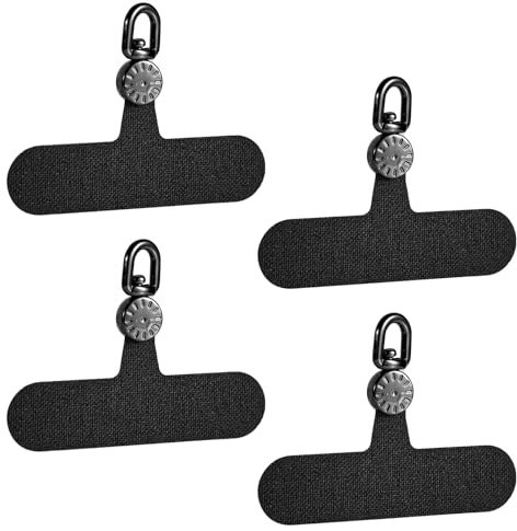 NQEUEPN 4 Pcs Phone Lanyard with Patch, Rotatable Tab Strap, Compatible with iPhone and Other Mobile Phones (Black)