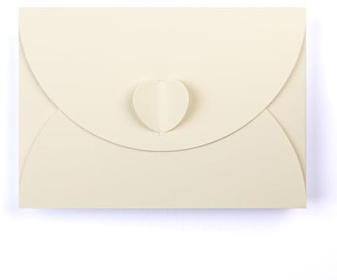 PresentFill® Briefumschläge (50 x Stück) DIN C6 ohne Fenster mit Herz Verschluss in Chamois Creme Beige - aus 210 / gm² starkem 100% Recycling Vintage Kraftpapier im Format 162 x 114 mm