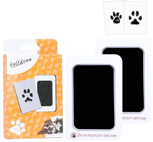 2 Sets Pet Paw Print Kit für Hunde und Katzen, Stempelkissen für Pfotenabdrücke 2 Stempelkissen, Haustier Hund Pfotenabdruck Kit, 4 bedruckte Karten, Haustier Stempelkissen Pfotenabdruck, Hund und