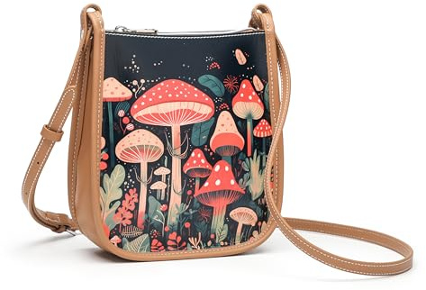 TAOSITUE Kleine Geldbörsen, Umhängetaschen, Handtasche für Damen, Reise-Designer, mittelgroße Umhängetasche, trendig, mit verstellbarem Riemen Pilz