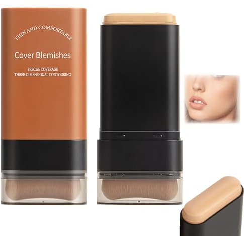 2025 Koreanischer Feuchtigkeitsspendender, Leichter Foundation-Stick mit Integriertem Pinsel, Flawless Eraser Foundation-Stick, Wasserfestes Make-Up mit Voller Deckkraft (02#)