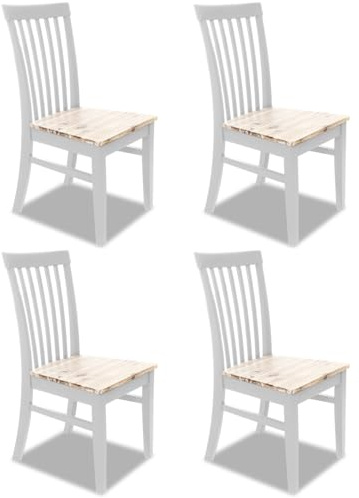 Statement Furniture Florence Dining Chairs with Acacia Wooden Seat | High Back, W45cm, H94cm, D53cm, Seat Height 45cm | Quality Chairs (white, 4-Chairs)