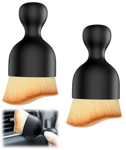 2 Pcs Car Interior Cleaning Tool Brush Scratch-Free Car Interior Brushes Curved Crevice Soft Bristles Detailing Dusting Brush for Vehicle Interior Detailing Air Vent Dashboards Seats Panels