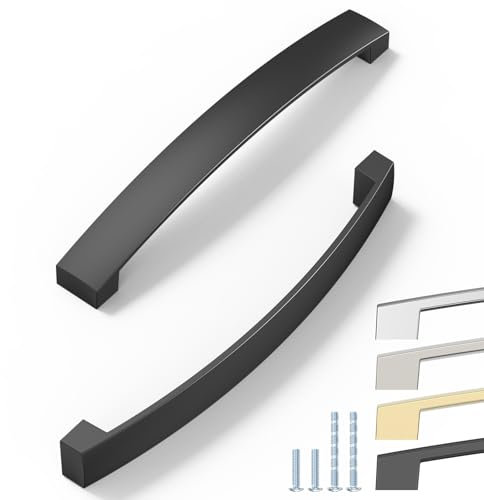 ELEBUILD 6er Pack Griffe, 160mm, Schwarz, Schrankgriffe, Elegante Griffe für die Küche