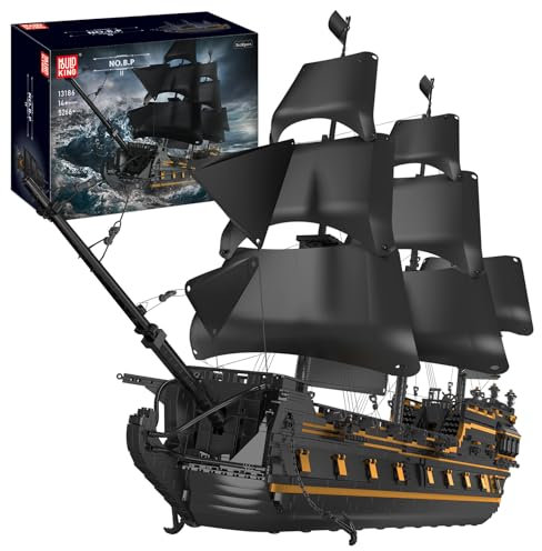 SHHFWU 13186 Große Piratenschiff Bauspielzeug, 5266 Teile Black Pearl Segelschiff Klemmbausteine, MOC Schiff Sammlerstück, Display-Spielzeug für Erwachsene und Kinder