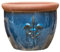 Teramico Macetero redondo de gres esmaltado, totalmente abombado, resistente a las heladas, decoración de jardín (jade oscuro, 32 cm)