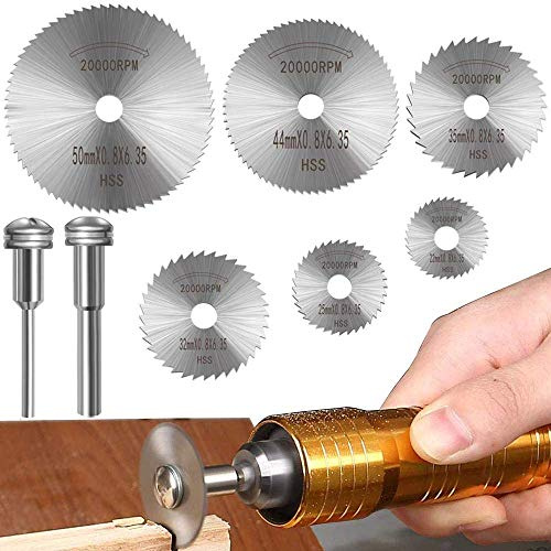 8Pcs Rotary Drill Saw Blades, Steel Saw Disc Wheel Cutting Blades with 1/8 Straight Shank Mandrel for Drills Rotary Tools (Power tools are not included)