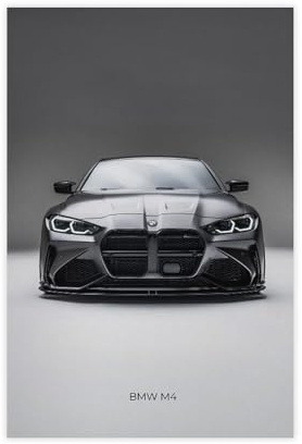 GAHCWB BMW M4 Poster auf Leinwand, Wandkunst, Dekordruck, Bild Gemälde für Wohnzimmer, Schlafzimmer, Dekoration, 20 x 30 cm