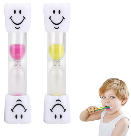 Set di 2 clessidre per bambini, clessidra per lavarsi i denti per bambini, clessidra per la pulizia dei denti, 3 minuti, set di vetro HourGlass, timer per lavarsi i denti, divertente clessidra per