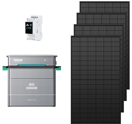 Zendure Solarflow Hyper 2000 avec AB2000X 1920Wh, Centrale Électrique de Balcon avec Entrée Solaire 1800W, HUB Intégré et Micro Onduleur, Biface Panneau Solaire430W x4, Smart 3CT x1