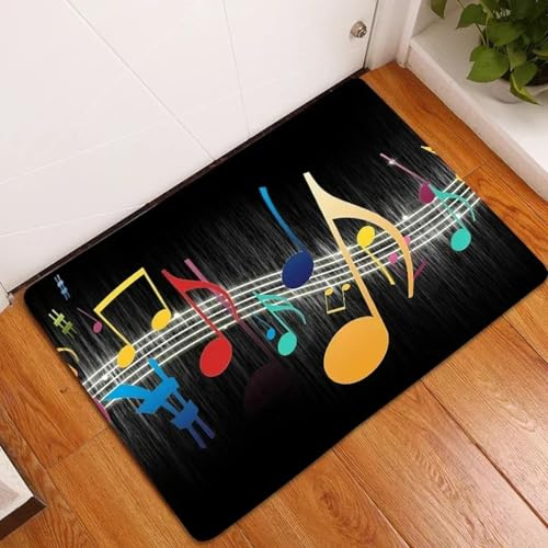 3D Musical Note Floor Mat Colorful Anti Slip Door Area Rugs Singing Piano Room Kitchen Home Living Bath Decoration Print Carpet-40x60cm