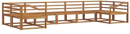 vidaXL Outdoor-Sofagarnitur 7 pcs Natur Massivholz Akazie, Modernes Outdoor-Sofa-Set, stylische Gartenmöbel, Lounge-Sitzgruppe für Garten und Poolbereich zum Entspannen