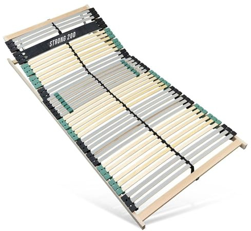 Sleepneo Extra Stabiler Premium Lattenrost 90x200, bis 200Kg belastbar, Kopfteil verstellbar, 42 Latten, 7 Zonen Lattenrost aus Buche und verstärkter Birke, Made in Germany